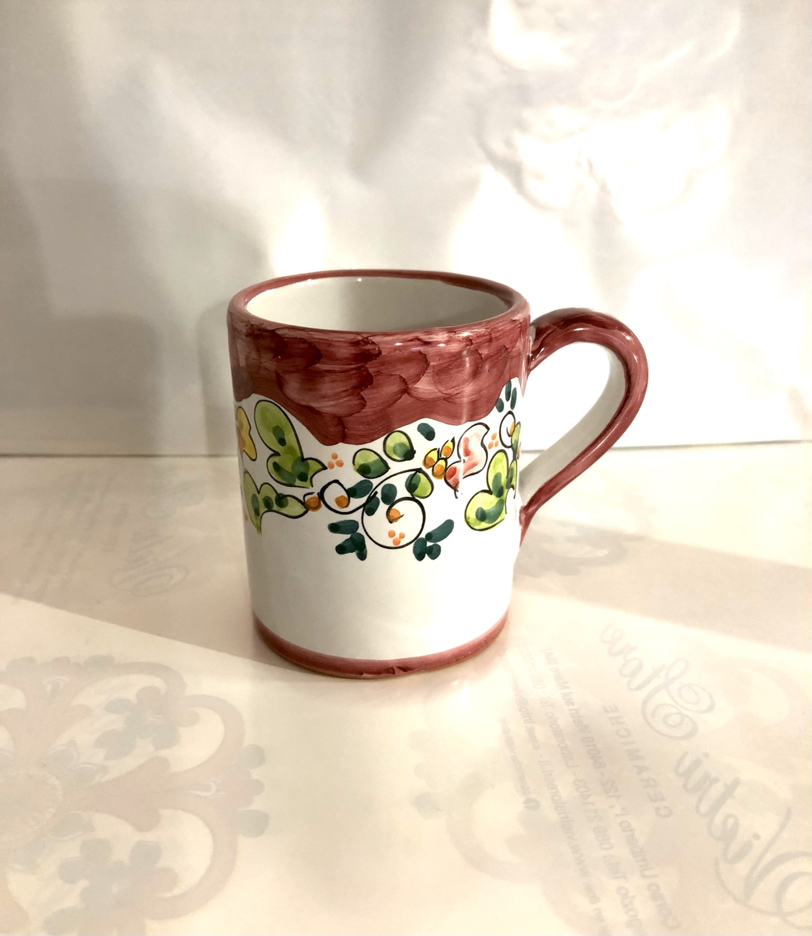 Tazza Mug da latte, decoro Fiori Vietri