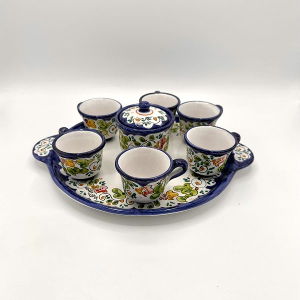 Set 6 tazzine da caffè con zuccheriera, decoro Fiori Vietri