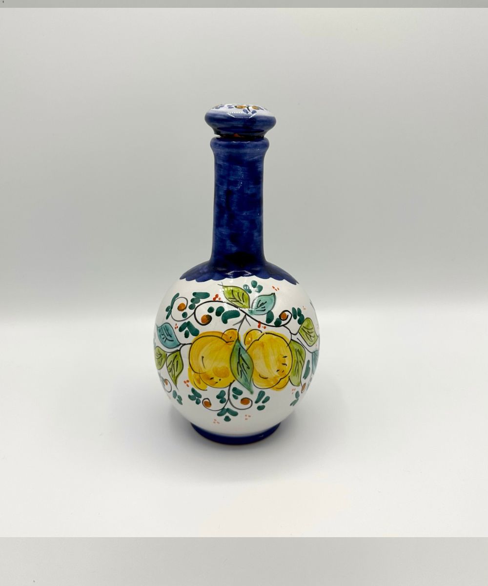 Bottiglia da limoncello ad ampolla, decoro Limoni