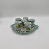 Set 6 bicchierini da limoncello con vassoio, decoro Fiori Vietri
