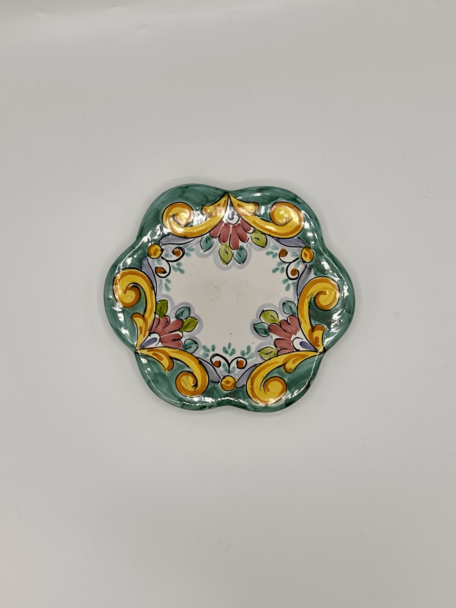 sottopentola in ceramica di vietri barocco verde