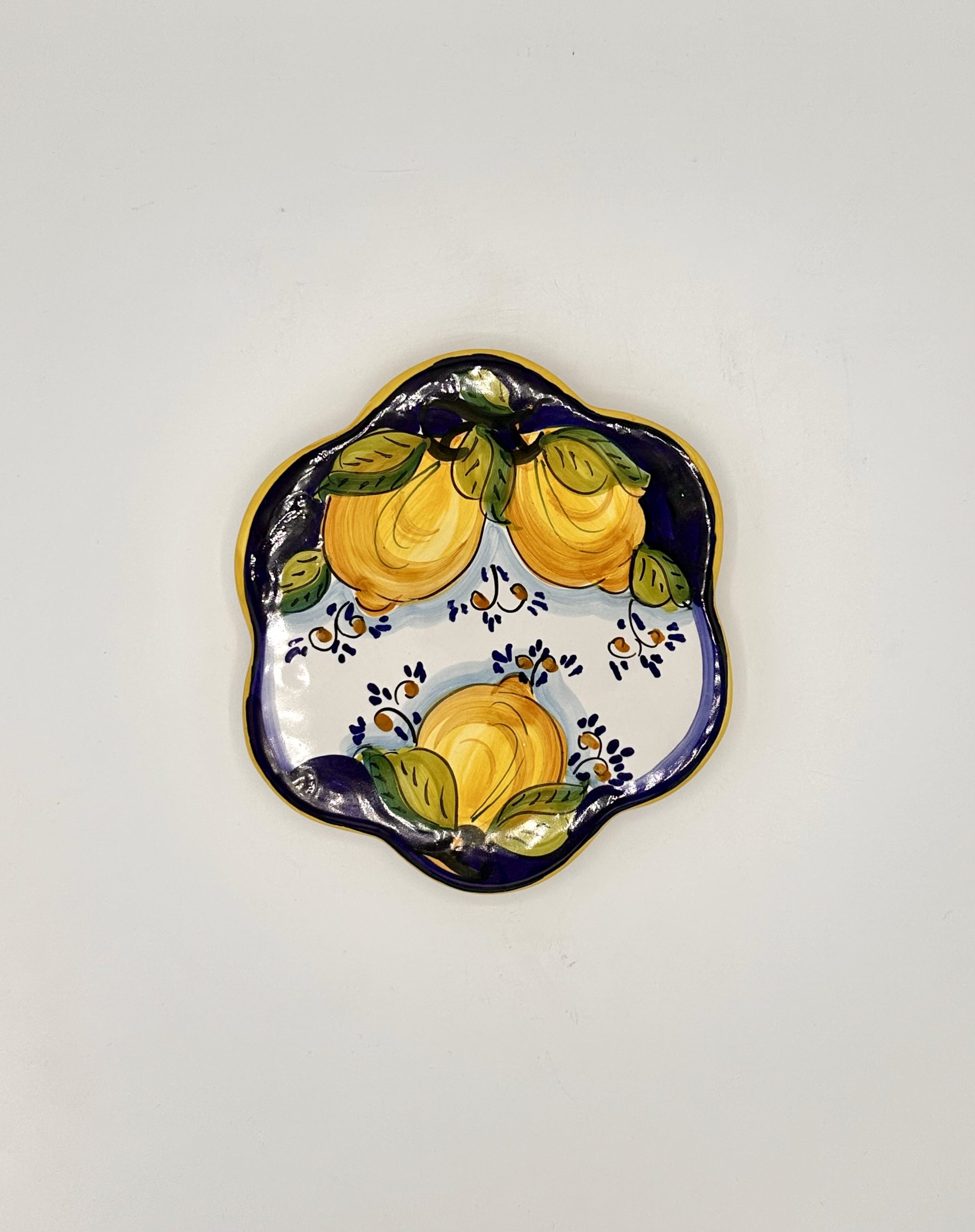 sottopentola in ceramica di vietri limoni blu