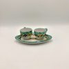 Set 2 tazzine da caffè con vassoio ovale, decoro Primavera