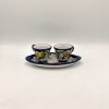 Set 2 tazzine da caffè con vassoio ovale, decoro Fiori Vietri