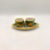Set 2 tazzine da caffè con vassoio ovale, decoro Limoni
