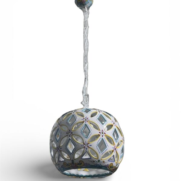 Lampada a Sfera in Ceramica di Vietri Traforata a Fiore Made in Italy